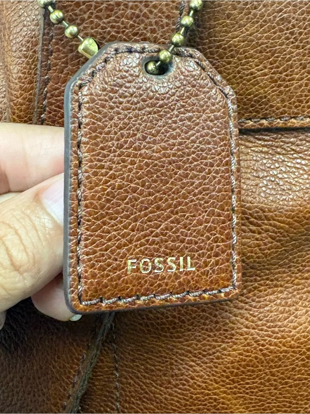 Fossil Tan Leather Backpack with Front Pocket